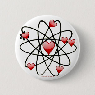 Atomic Valentine Red Hearts 2 Inch Round Button