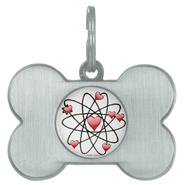 Atomic Valentine Red Hearts Pet Name Tag (Front)