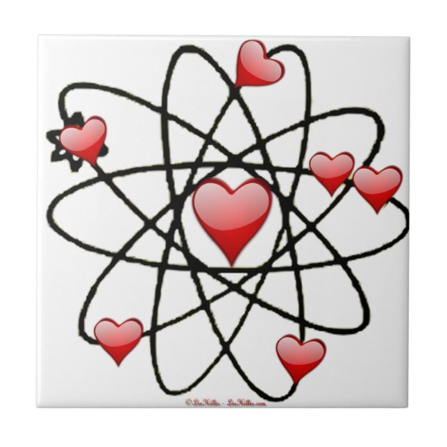 Atomic Valentine Red Hearts Tile (Front)