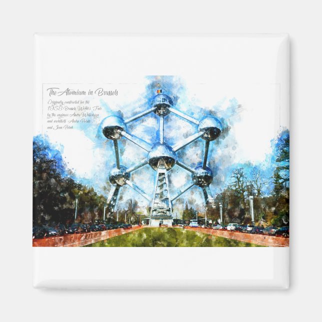 Atomium Brussels Aquarell Magnet (Front)