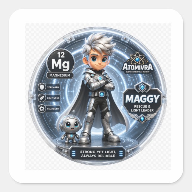 ATOMIVRA Magnesium Character  Square Sticker (Front)