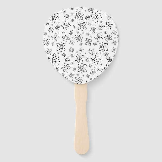 Atoms Retro Atomic Age Pattern Hand Fan (Front)