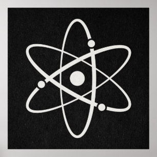 Atoms Science Atomic Orbit Icon Molecule Art Black Poster