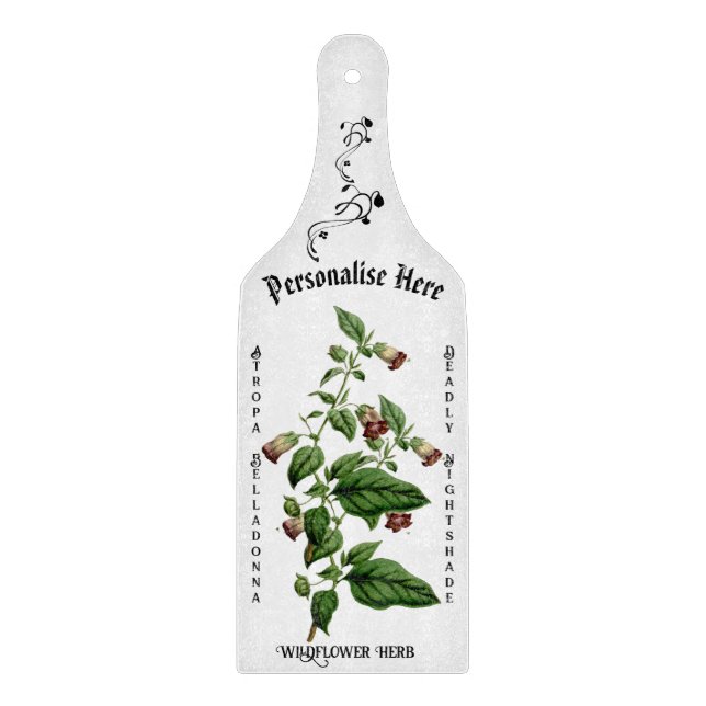 Atropa Belladonna WildFlower Herb Floral White Cutting Board (Front)