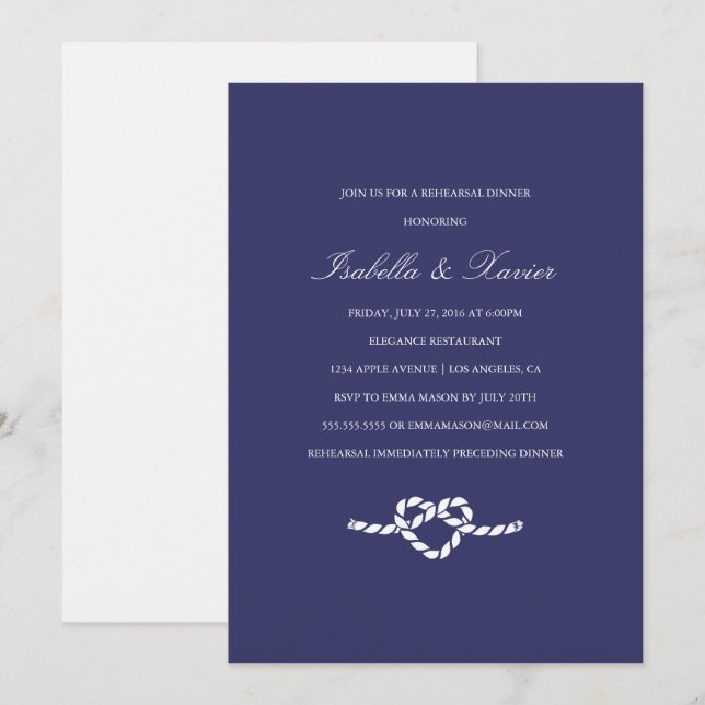 Attache Le noeud | Invitation au dîner de répétiti (Devant / Derrière)