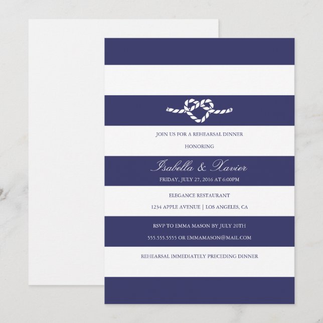 Attache Le noeud | Invitation au dîner de répétiti (Devant / Derrière)