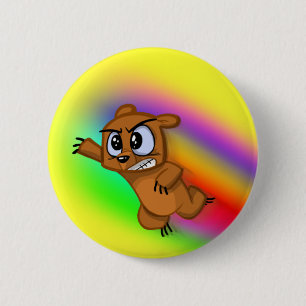Attack Grizzly Ninja - Rainbow Blur! 2 Inch Round Button
