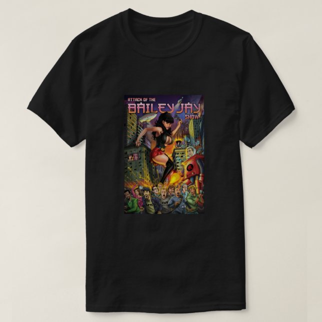 Attack of The Bailey Jay Show  Baseball ¾ Sleeve T-Shirt (Design Front)
