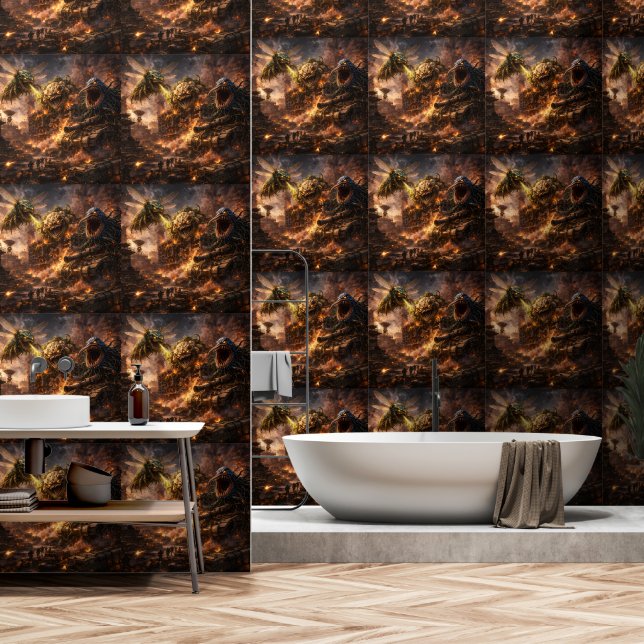 Attack of the Colossus/creature feature wallpaper (Bathroom)
