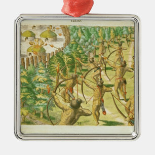 Attack on an Indian Village Metal Ornament