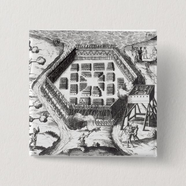 Attack on an Iroquois village 2 Inch Square Button (Front)