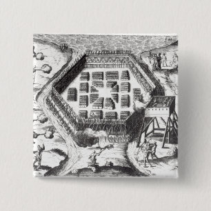Attack on an Iroquois village 2 Inch Square Button