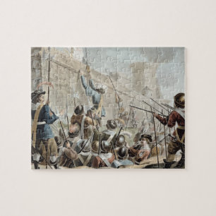 Attack on Boulogne-Sur-Mer, engraved by Jean Bapti Jigsaw Puzzle