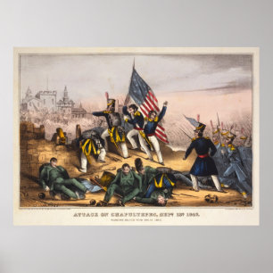 Attack on Chapultepec Mexican American War Poster