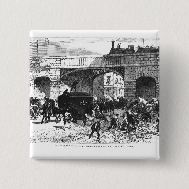 Attack on the Prison Van at Manchester 2 Inch Square Button (Front)
