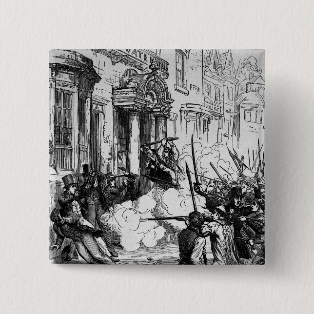 Attack on the Westgate Hotel, Newport 2 Inch Square Button (Front)