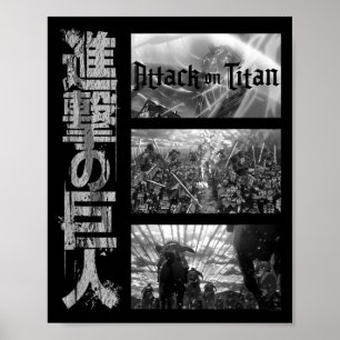 Attack on Titan Season 3 Three Scenes with Kanji Poster