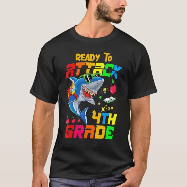 Attacking 4th Grade Teacher Student Back To School T-Shirt (Front)