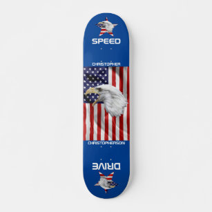 Attacking Eagle, The American Flag, Patriotic Skateboard