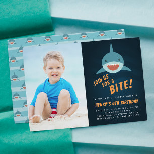 Attaque de requin   Invitation photo de fête d'ann