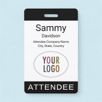 Attendee Event Badge Logo Lanyard Clip Reel Black