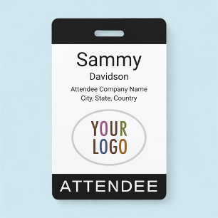 Attendee Event Badge Logo Lanyard Clip Reel Black