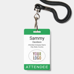 Attendee Name Badge Company Logo Lanyard Clip Reel