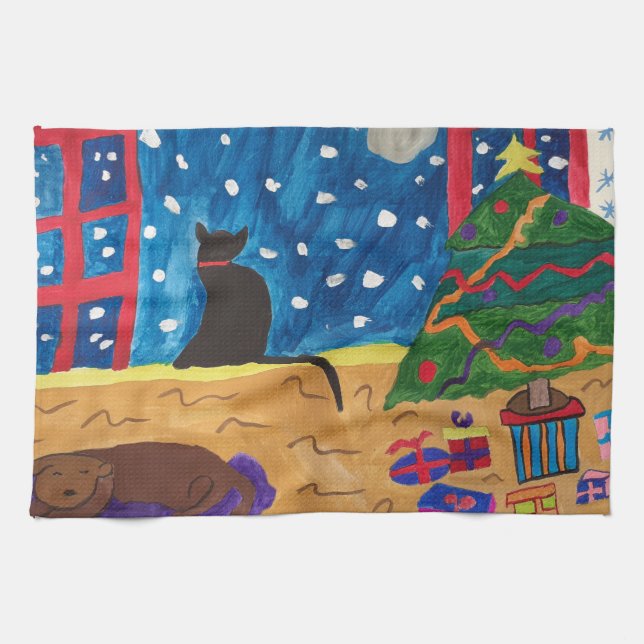 Attente De La Serviette De Thé De Noël (Horizontal)