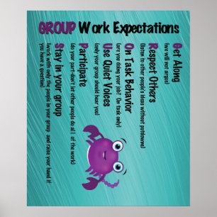 Attentes de travail de groupe Affiche en salle de