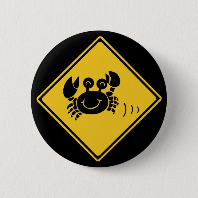 Attention Crabs (1), Traffic Sign, Japan 2 Inch Round Button (Front)