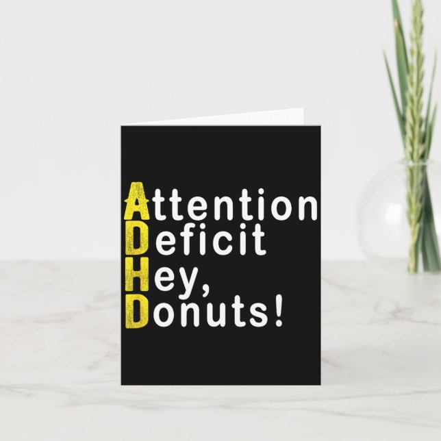 Attention Deficit Hey Donuts Funny Gift Tee Adhd M Card (Front)