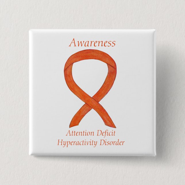 Attention Deficit Hyperactivity Disorder (ADHD)Pin 2 Inch Square Button (Front)