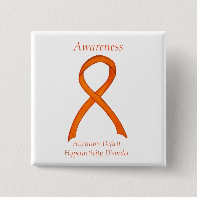 Attention Deficit Hyperactivity Disorder (ADHD)Pin 2 Inch Square Button (Front)