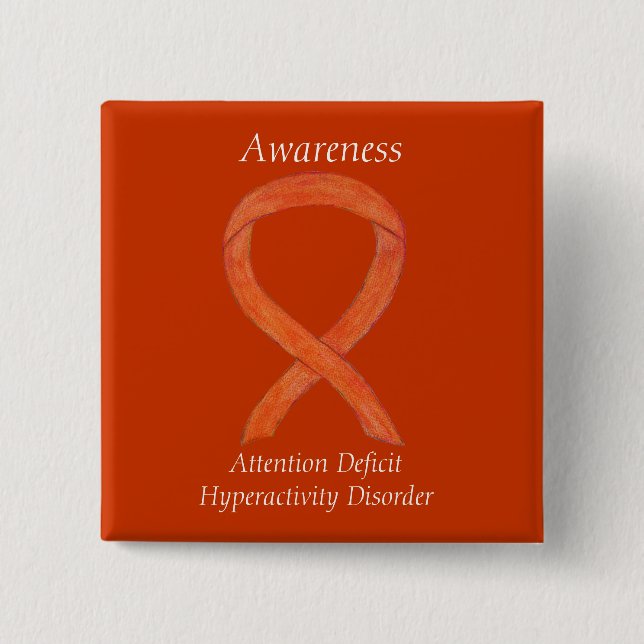 Attention Deficit Hyperactivity Disorder (ADHD)Pin 2 Inch Square Button (Front)