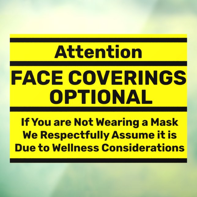 Attention Face Coverings Required - Medical Exempt Window Cling (Sheet 3)