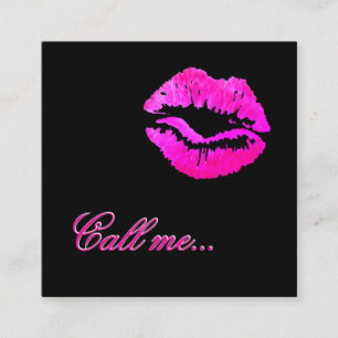 Attention getting Card Black, Bright Pink Lips 