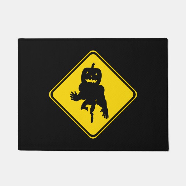 Attention Halloween Ahead Doormat (Front)