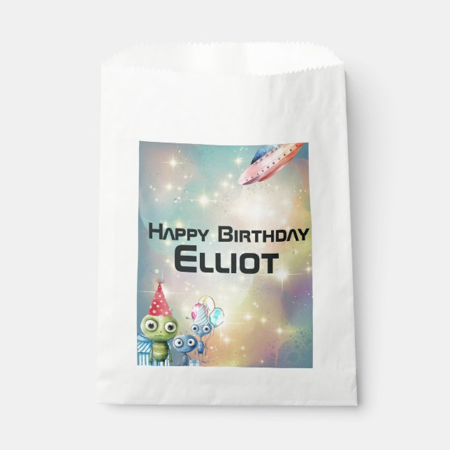 Attention Intergalactic Birthday   Favour Bag (Front)