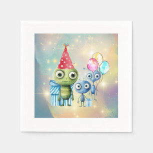 Attention Intergalactic Plain Birthday Napkins