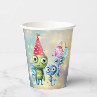 Attention Intergalactic Plain Birthday Paper Cups