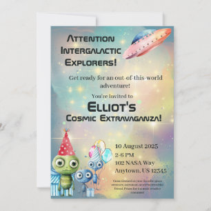 Attention Invitations d'anniversaire intergalactiq