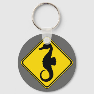 Attention: Jumping Seahorse Crossing! Keychain