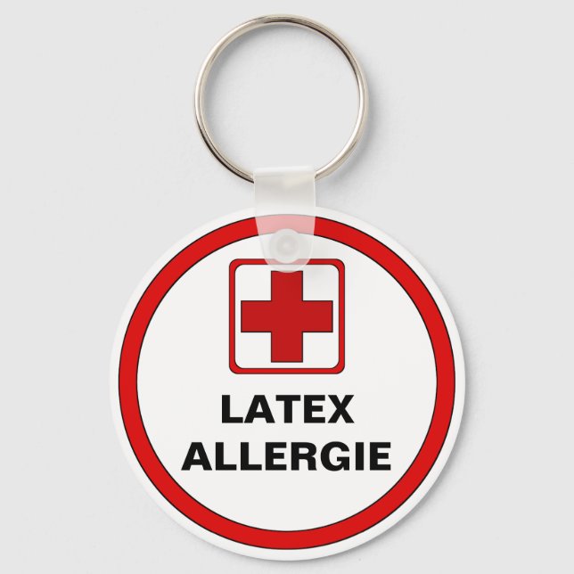 Attention - latex allergy keychain (Front)
