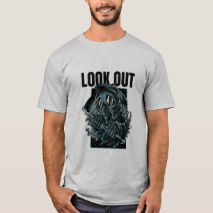"Attention" Masque à gaz foncé - T-shirt graphique