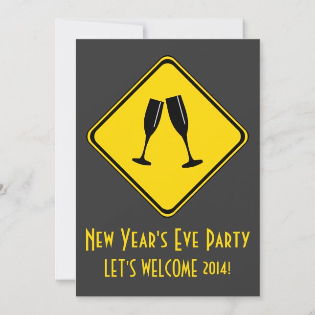 Attention: New Year's Eve Party Ahead! Invitation (Front)