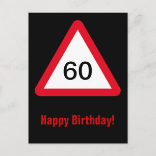 Attention Sign: 60th Birthday Postcard