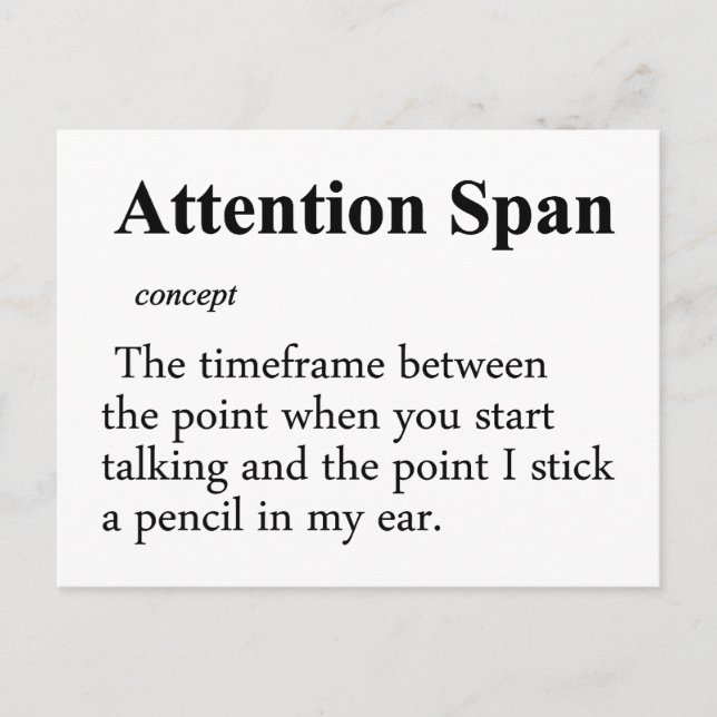 Attention Span Definition Postcard (Front)