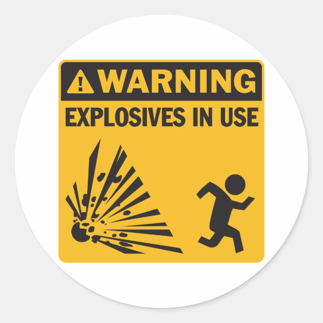 Attention! Stickers Explosifs en utilisation (Devant)