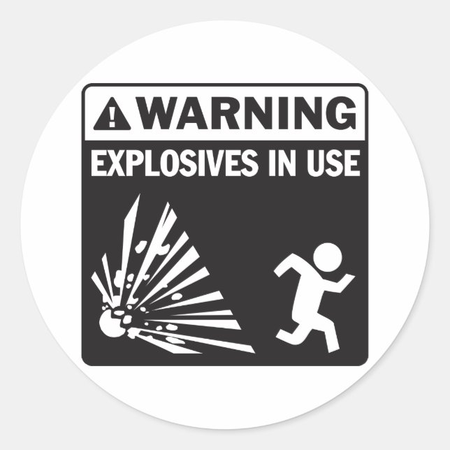 Attention! Stickers Explosifs en utilisation (Devant)