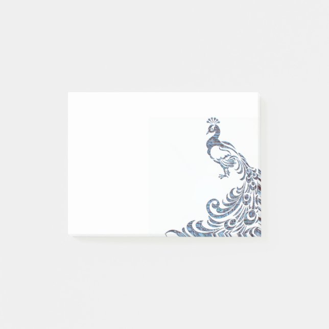 Attention to De Tail Blue Peacock Post-it Notes (Front)